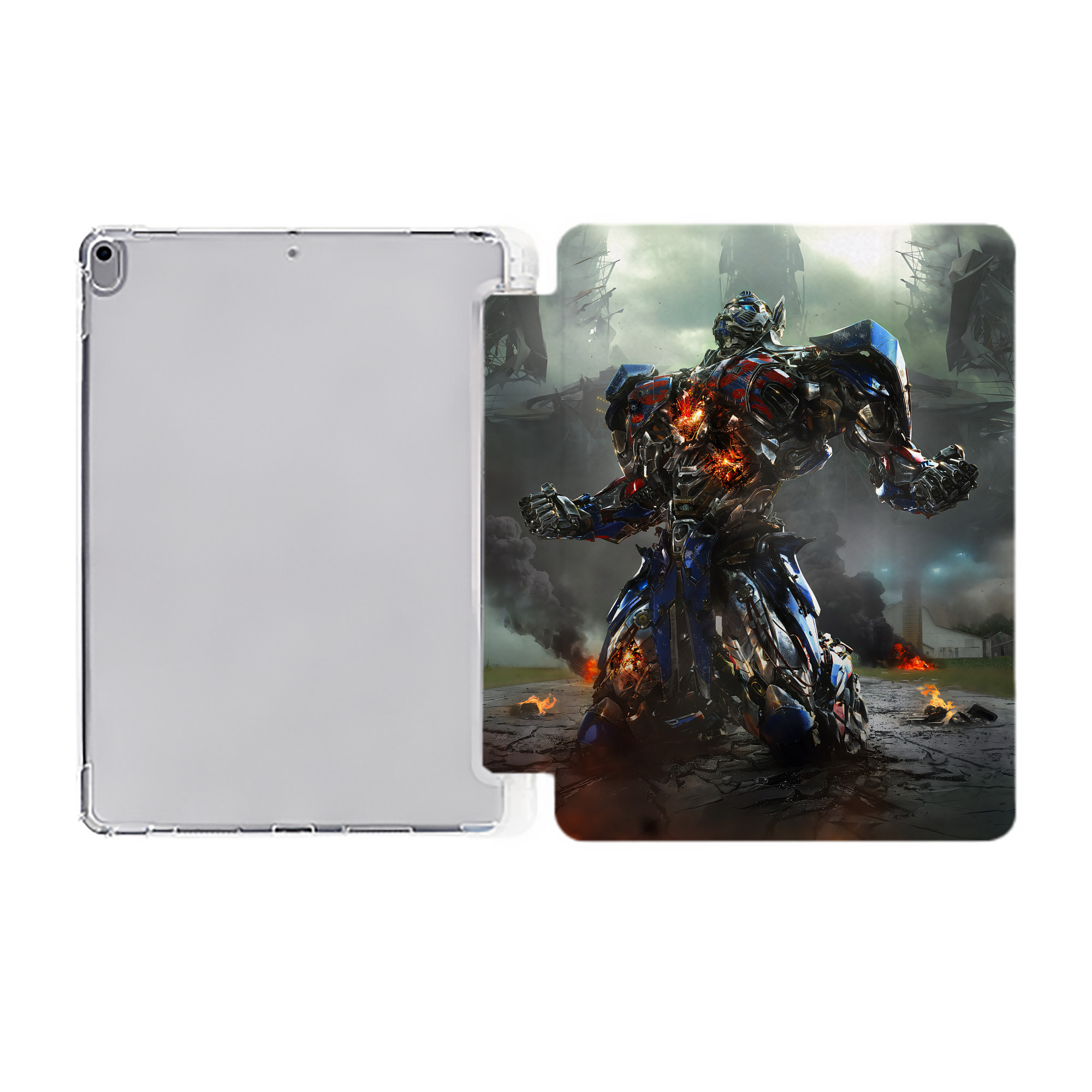 （画像用） Transformers トランスフォーマー IPad ケース ペン収納付き 三つ折りスタンド PUレザー×シリコン 対応機種9.5/10.5/10.9インチ